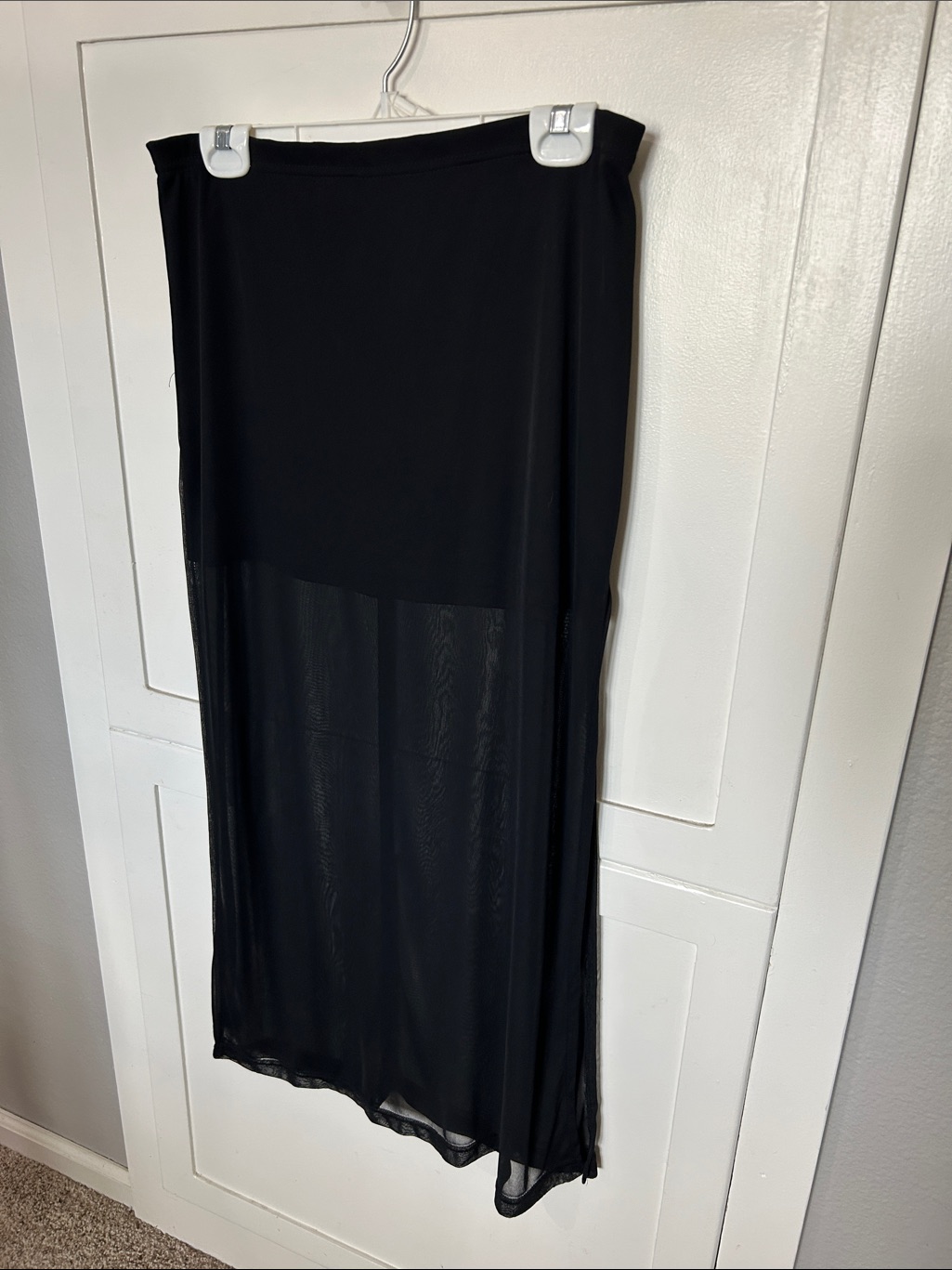 Black Sheer Maxi Skirt With Opaque Upper Panel Nwot